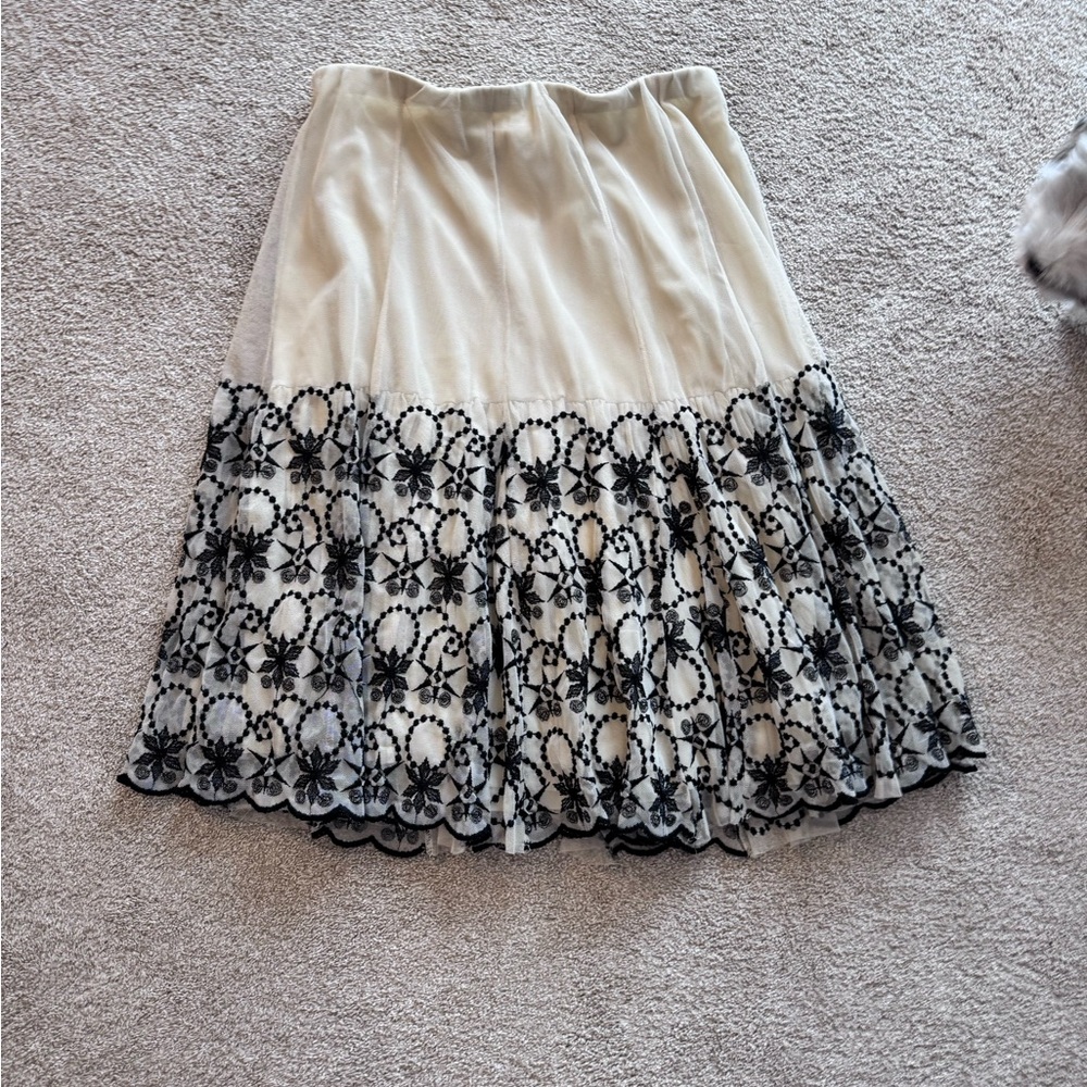 Style & Co. Cream Skirt with Black Floral Lace